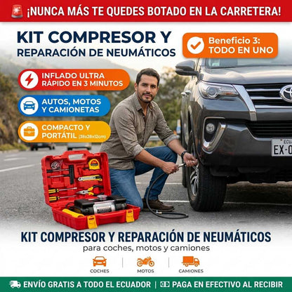 KIT COMPRESOR Y REPARACION DE NEUMATICO